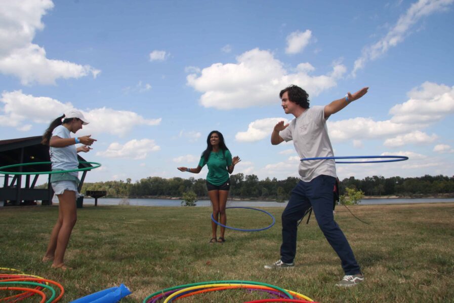 students hula hooping at House Olympics