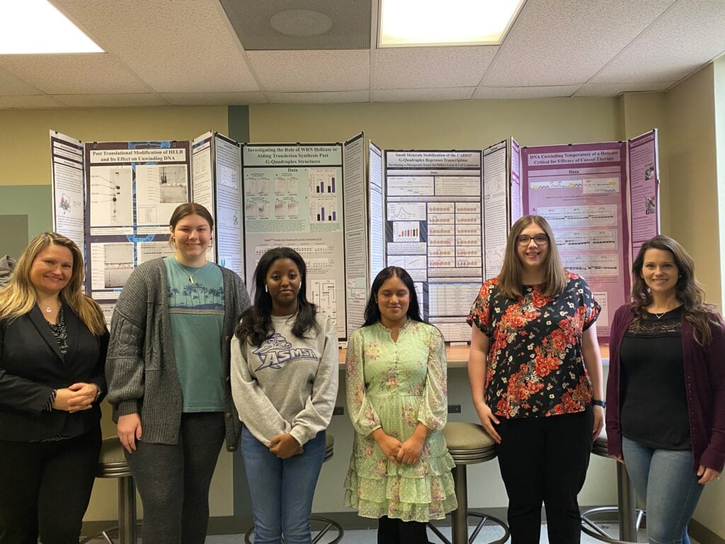 Picture of science fair winners with their teachers at ASMSA
