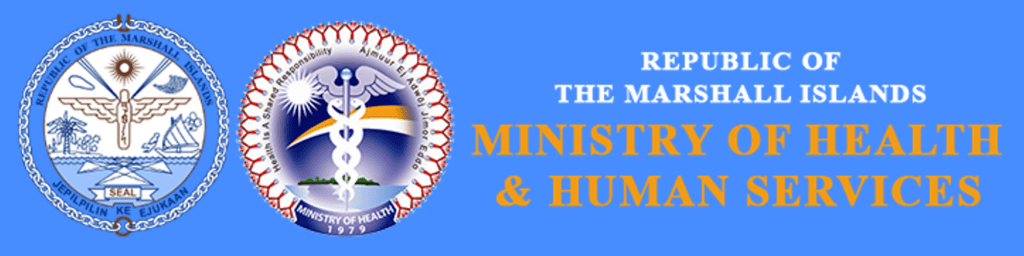 Seals of the Republic of the Marshall Islands and the RMI Ministry of Health & Human Services.
