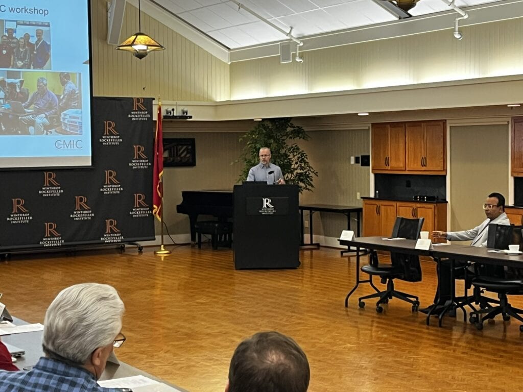 Dr. Eoff at the podium presenting.