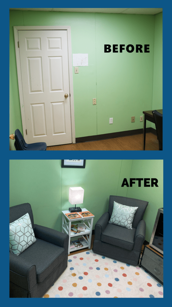 Before and After of Lovely Sunshine Breastfeeding Room