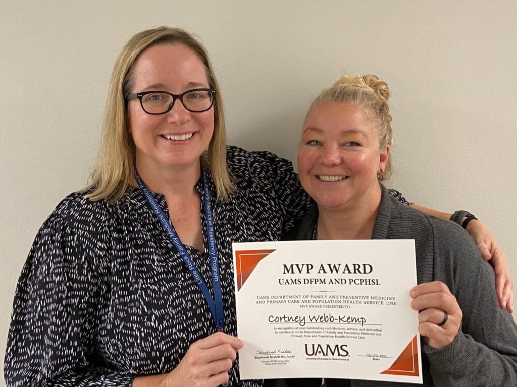 The MVP of the Month for July 2026 from the UAMS Department of Family and Preventive Medicine and the Primary Care and Population Health Service Line is Cortney Webb-Kemp