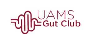 UAMS Gut Club Logo. Stylized large intestine with the text UAMS Gut Club