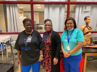 ArkanSONO 2022 STEM grant recipients Evelyn Woods (left), Hillary McCree (center) and Cynthia Booker (right) who are teachers in the LRSD Excel program.