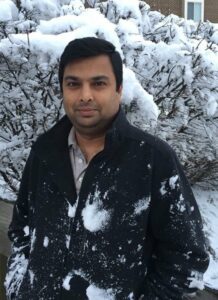 Panna Bhattacharyya posing outside in the snow