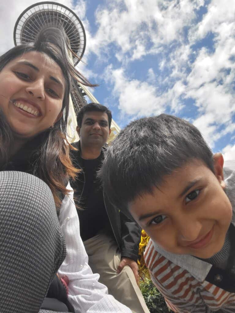 Hira Zafar and family at the Seattle Space Needle