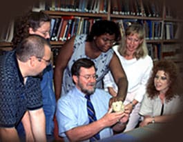 Dr. Burns interacting with teachers