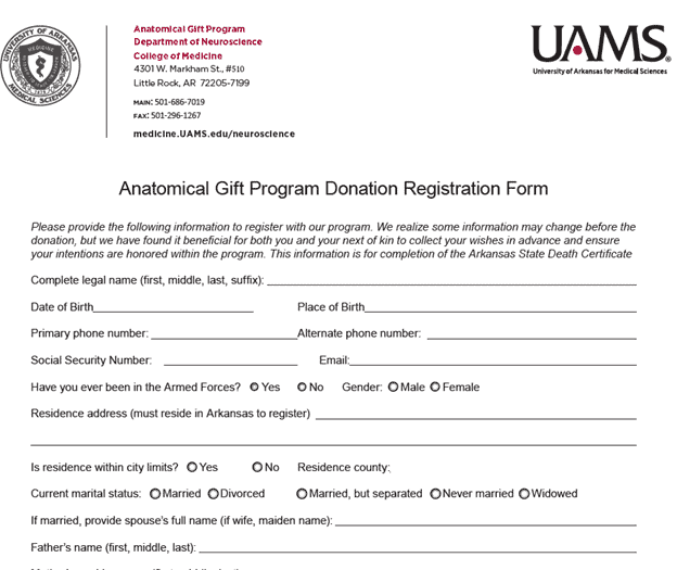 This image shows the first page of the AGP program donation form.