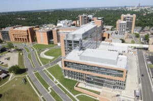 aerial view of UAMS campus
