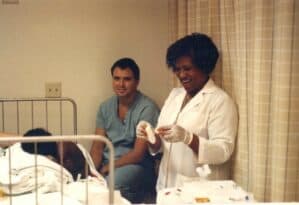 Dr. Joycelyn Elders treats a patient at Arkansas Children's Hospital