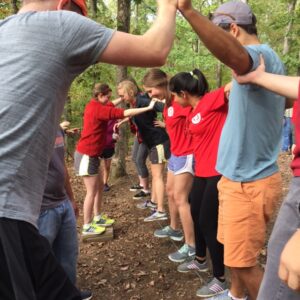Interns engage in a team building exercise