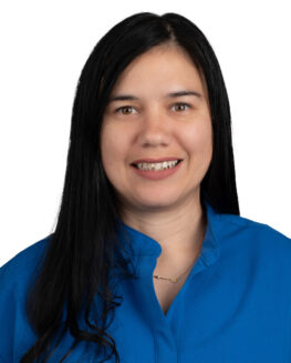 Anni Fuenmayor, Nutrition Study Coordinator, dark hair wearing a blue shirt