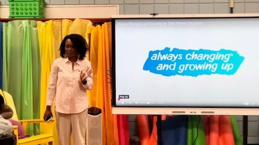 Shaneika Lewis-Williams, APRN gives a presentation at Chicot Elementary School for students. Her visit is part of the Section of Community Pediatrics' School-Based Health Clinic program
