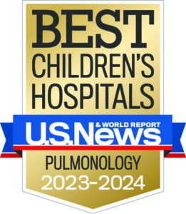 2023-2024 US News and World Report badge - Top Children's Hospitals - Pulmonology program