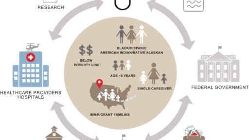 Infographic examining societal factors that contribute to food security in the US