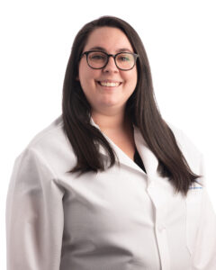 Professional headshot in lab coat of second year pediatric hospital medicine fellow Dr. Morgan Cantor