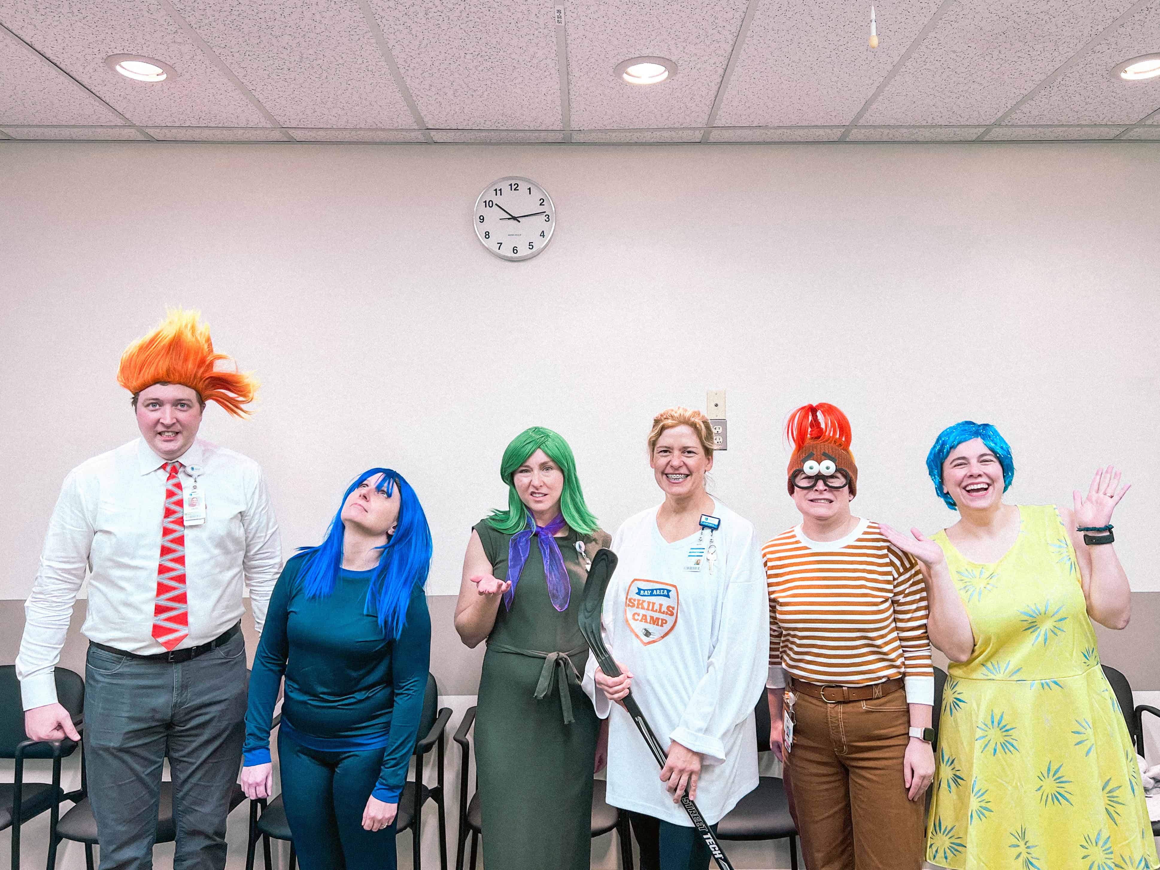 ID staff dressed as the character from inside out for Halloween