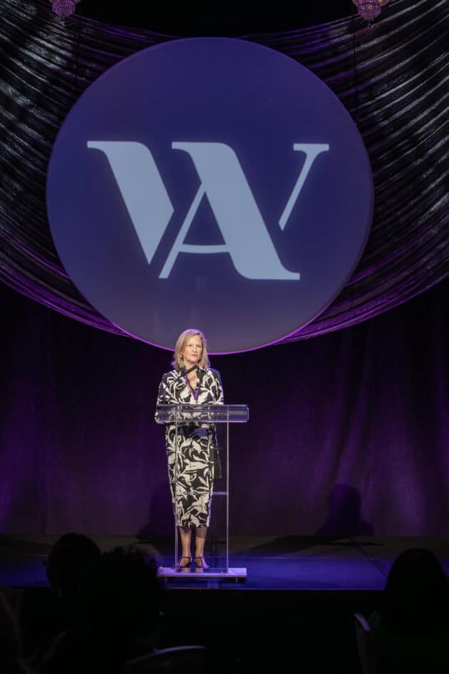 Dr. Stacie Jones speaks to the audience at the 9th Annual Arkansas Women's Hall of Fame Induction ceremony. Dr. Jones was inducted into the ARWHOF that evening.