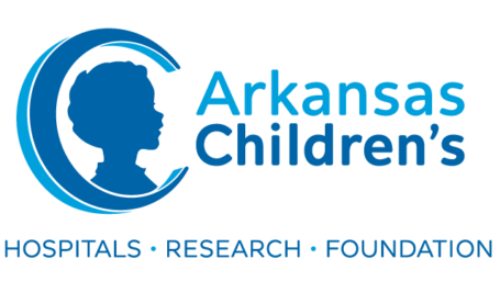 The Arkansas Children's Hospital logo, A large blue letter 