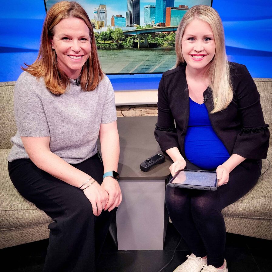 Dr. Lisa T. Jansen on set of Good Afternoon Arkansas next to Elicia Dover
