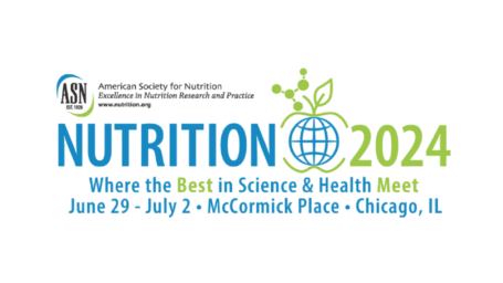 Logo for ASN's Nutrition 2024 meeting in green and blue
