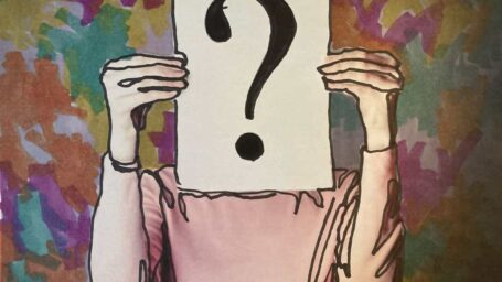 Picture of a question mark in front of someones face hiding it