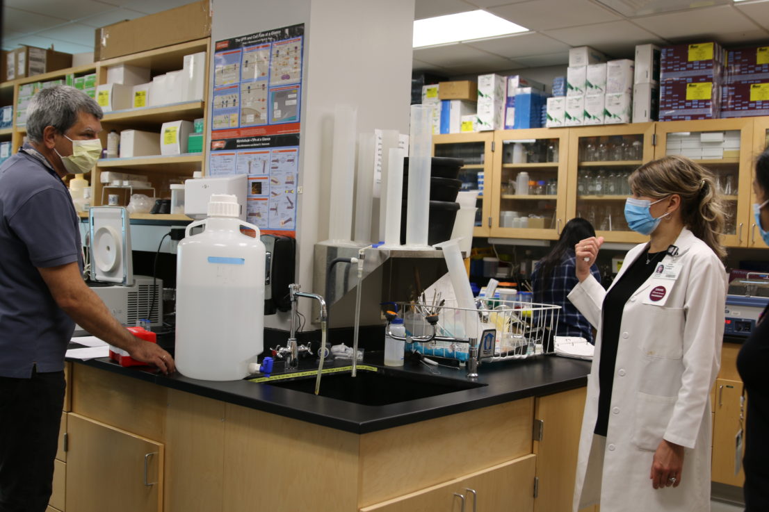 Dr. Lupashin and Tetyana Kudlyk in the lab