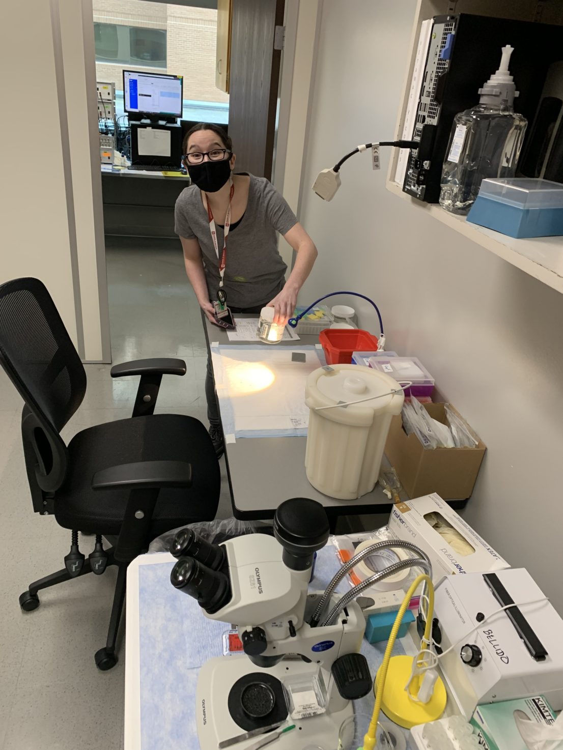 Amy Sato working in the lab