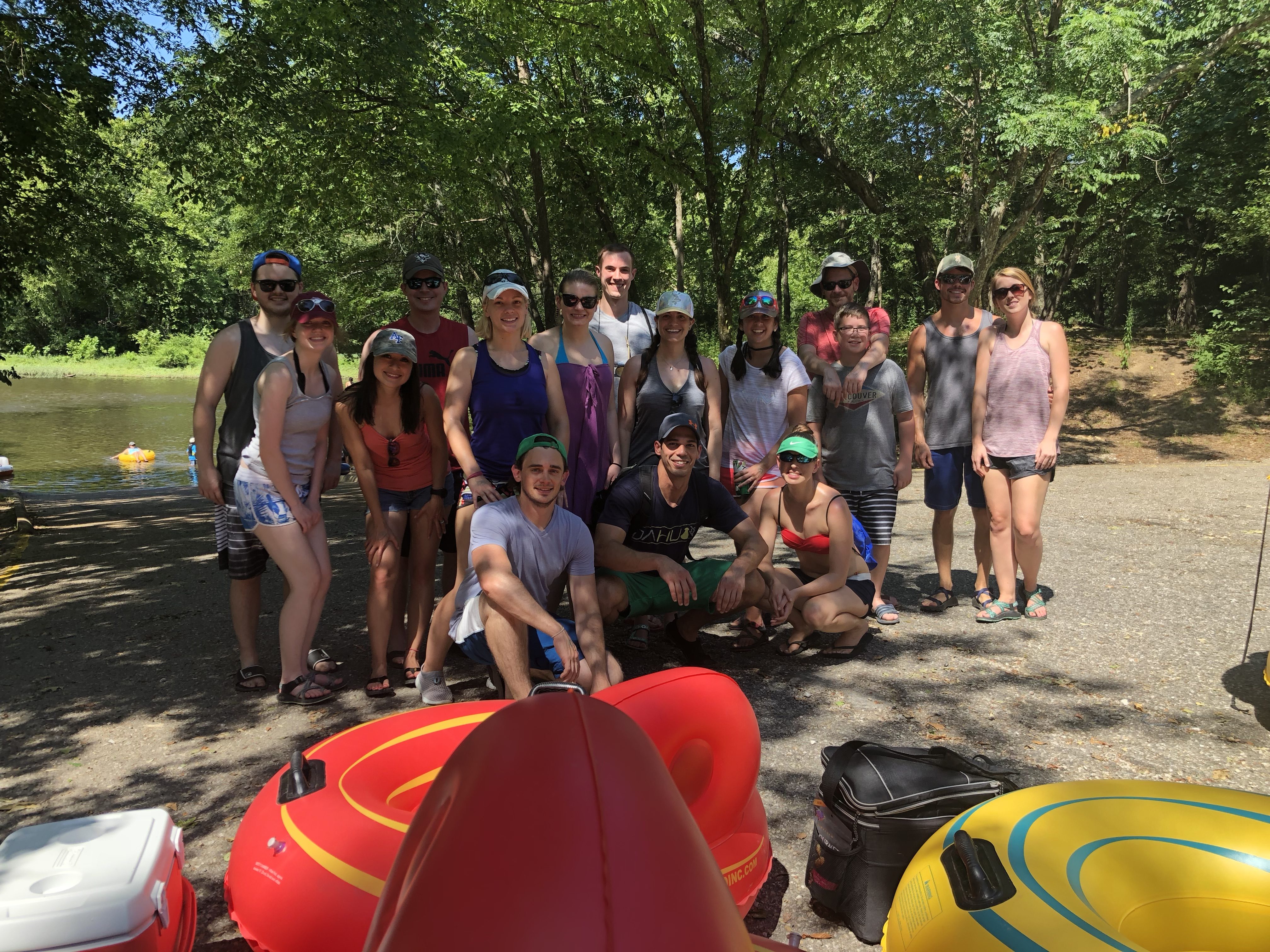 Residents posing at a float trip