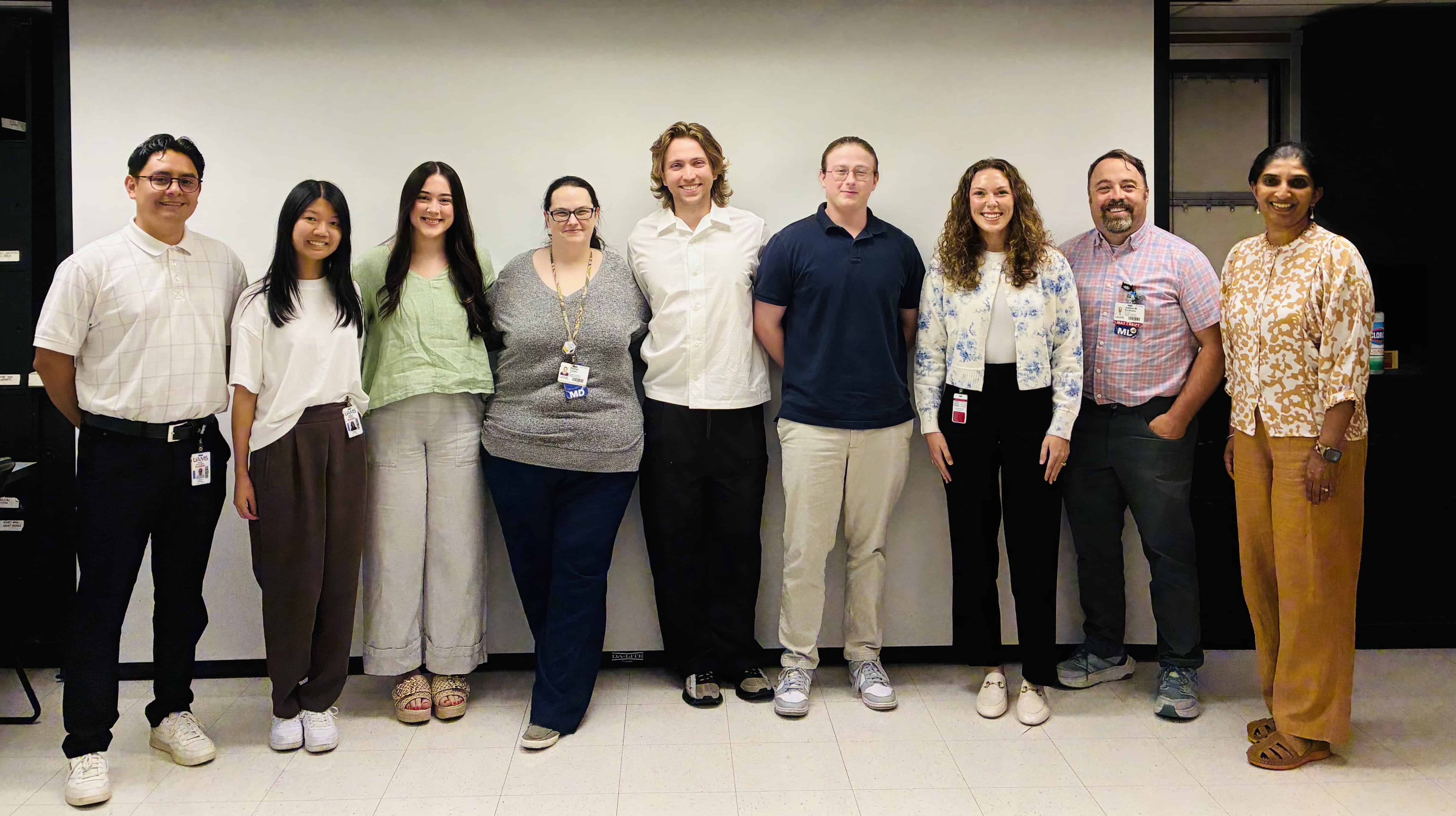 Radiology department staff members posing for a team photo at UAMS Radiology.