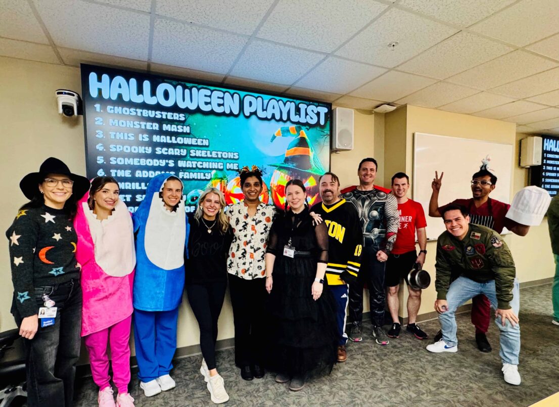 Photo of residents in costumes.