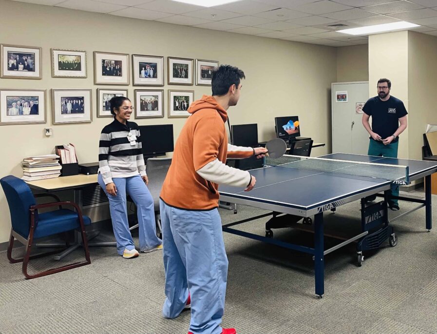 Residents playing table tennis