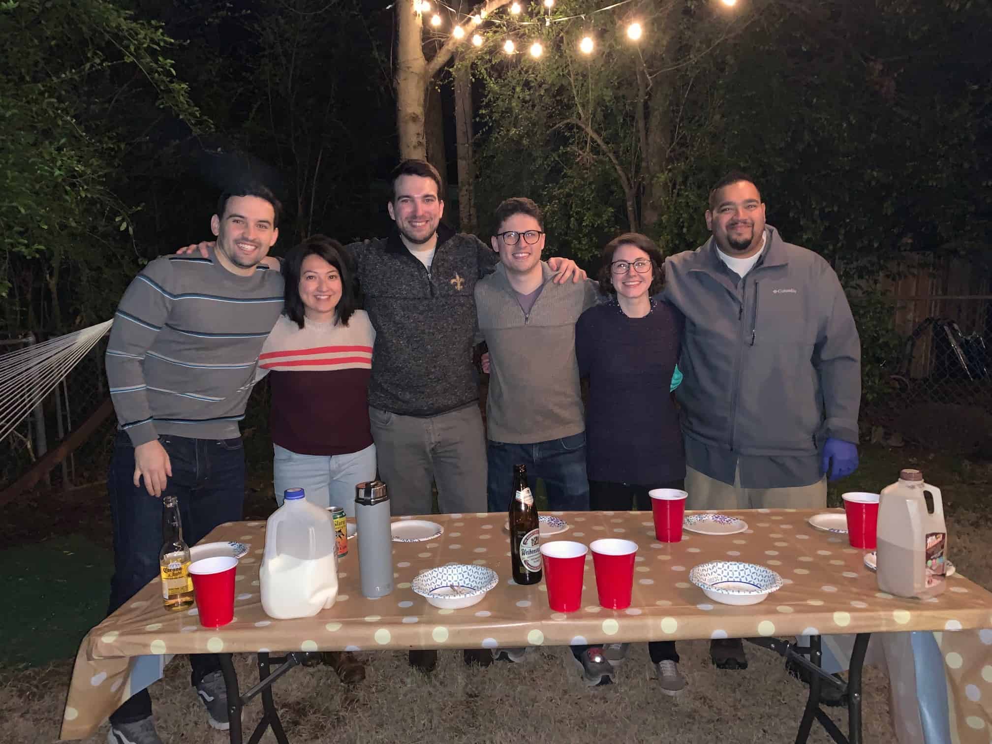 residents posing at an outdoor gathering