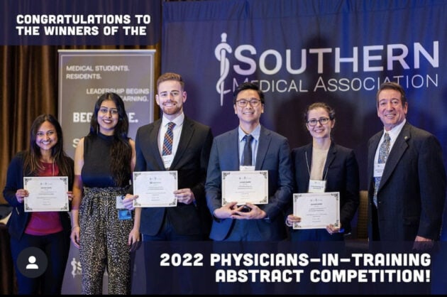 Connor Shewmake with other winners at the Southern Medical Association’s Annual Scientific Assembly