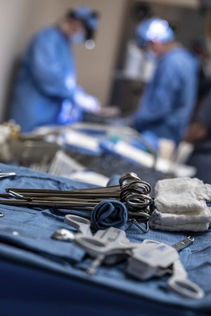 surgical tools laying on a table