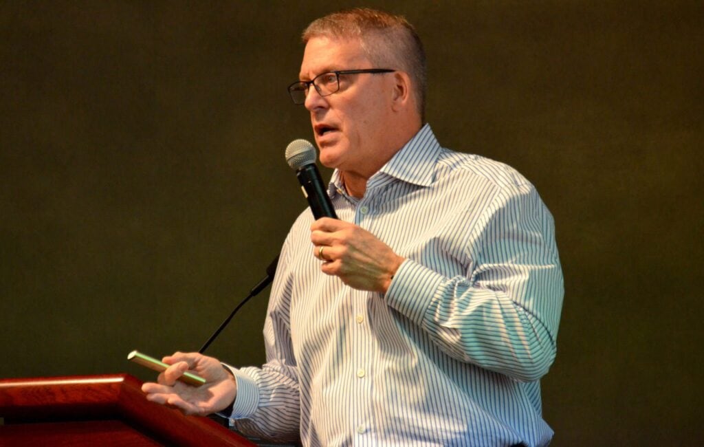 Dr. Langford speaking at a guyology event