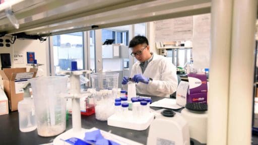 faculty member working in a lab