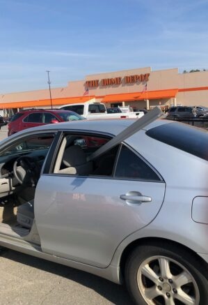 Dr. Spond’s 2007 Camry at Home Depot, loaded with supplies to build a treehouse