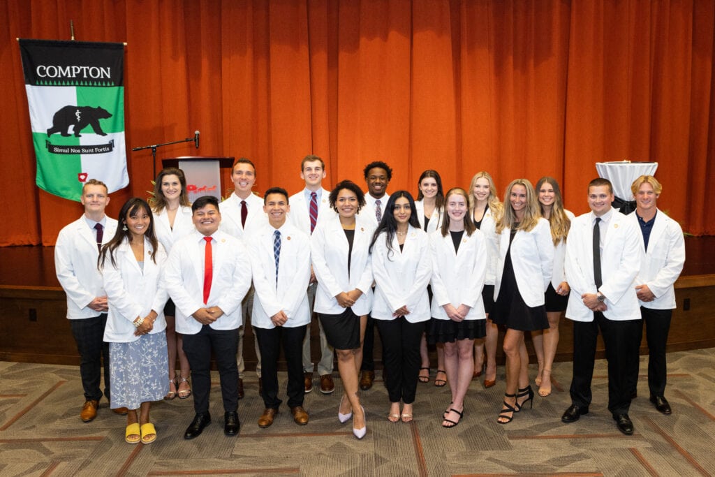 Group of first year medical students at the Northwest Arkansas white coat ceremony in 2023