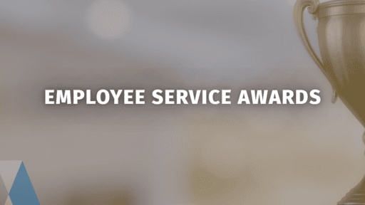 Illustration of a trophy with the words "Employee Service Awards"