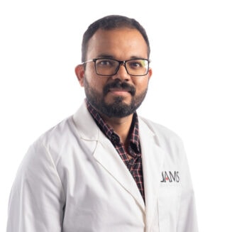 male doctor in a white coat